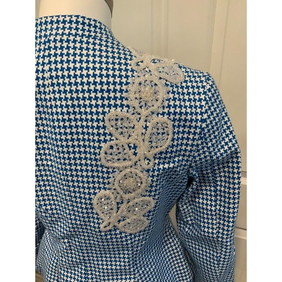 Creatures Of The Wind Jepy Blue & White Houndstooth Jacket, Size 2 - Picture 9 of 10